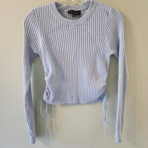 Cotton Candy LA blue ribbed cropped sweater with ties, Size M, Like New